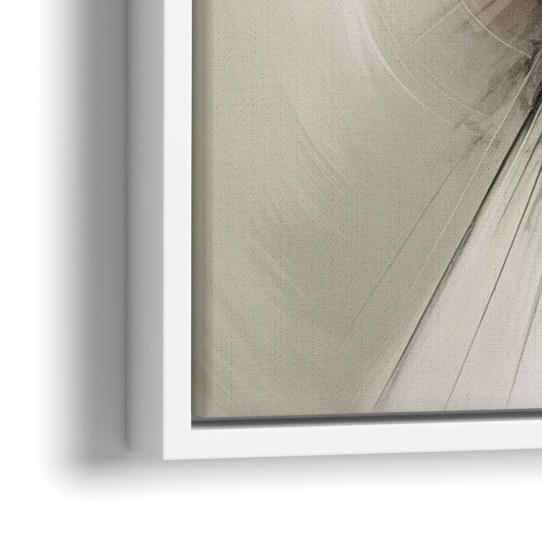 Sophisticated Interwoven Forms Black and White Abstract - Close-Up White Frame Canvas