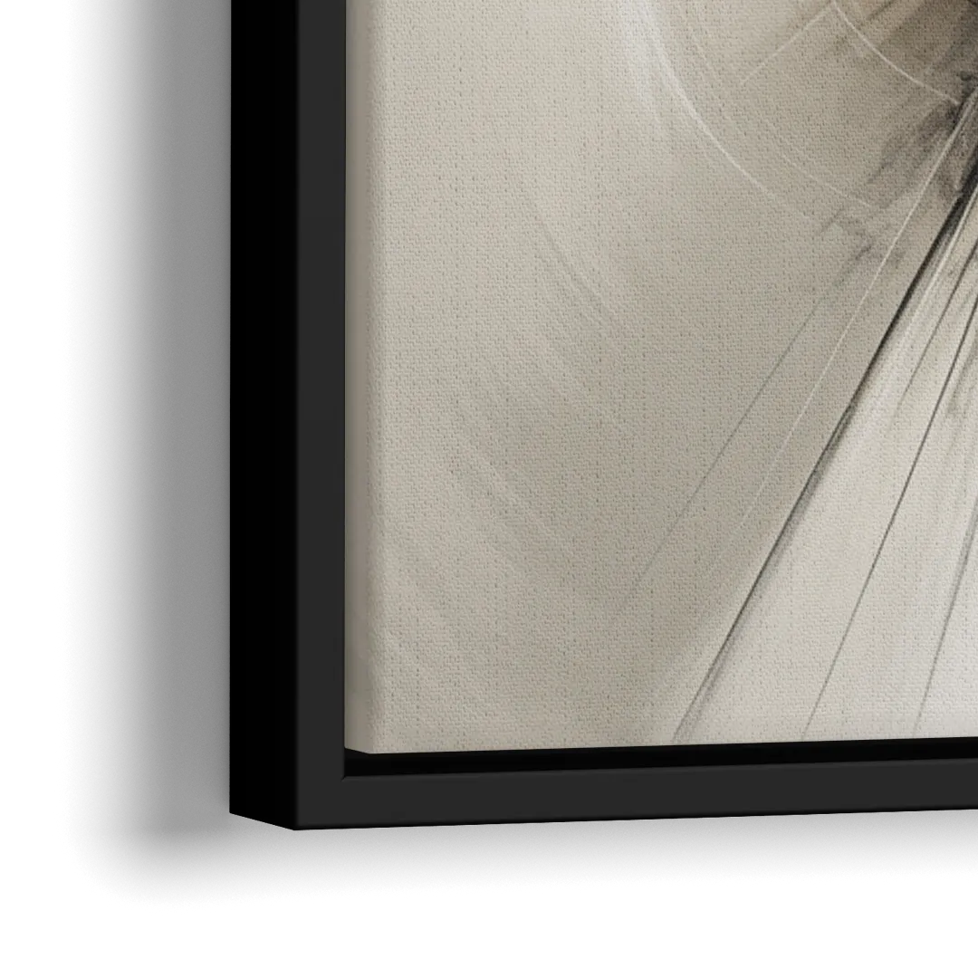 Sophisticated Interwoven Forms Black and White Abstract - Close-Up Black Frame Canvas
