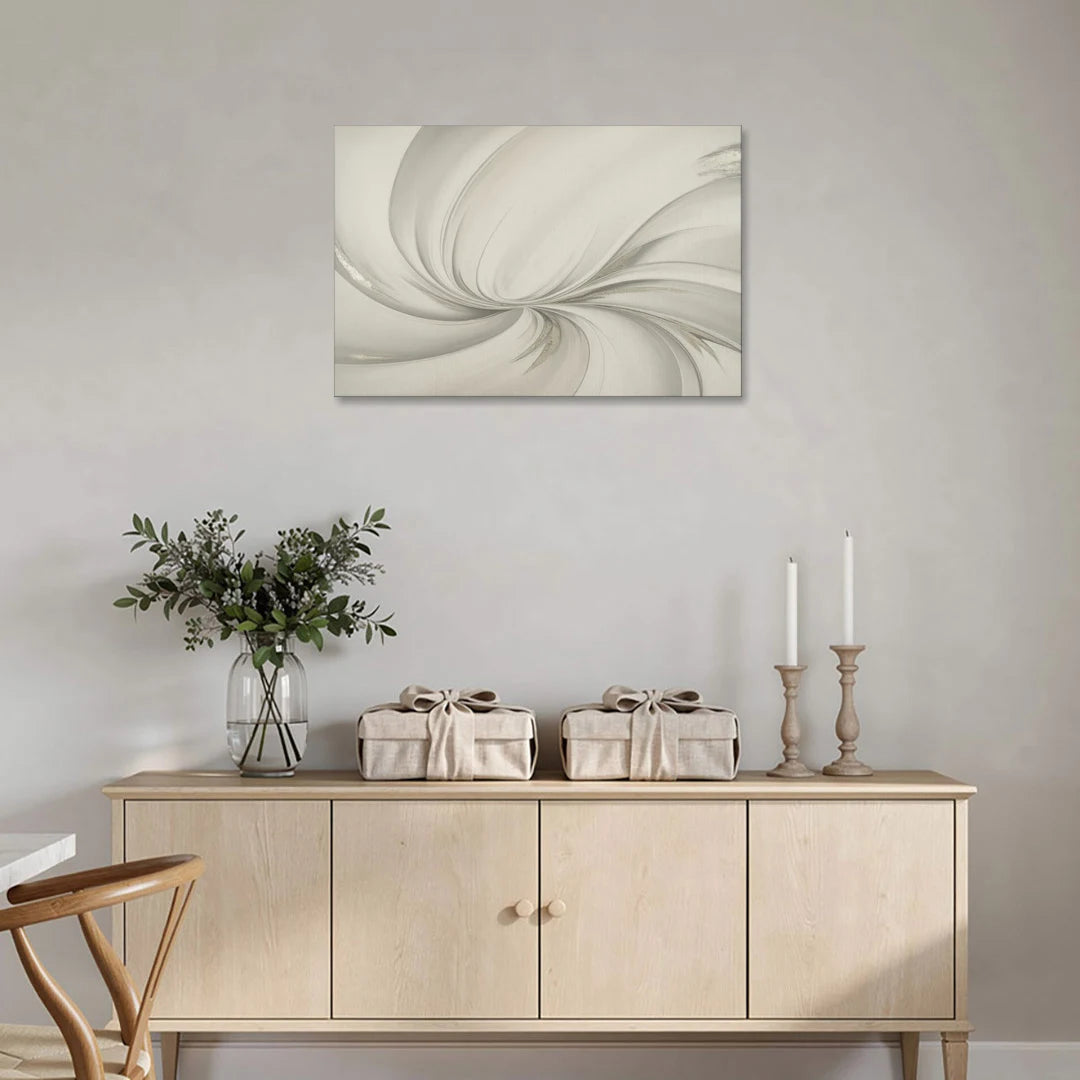 Sophisticated Swirling White Abstract - Canvas Wall Art - Coffee Table - 36x24
