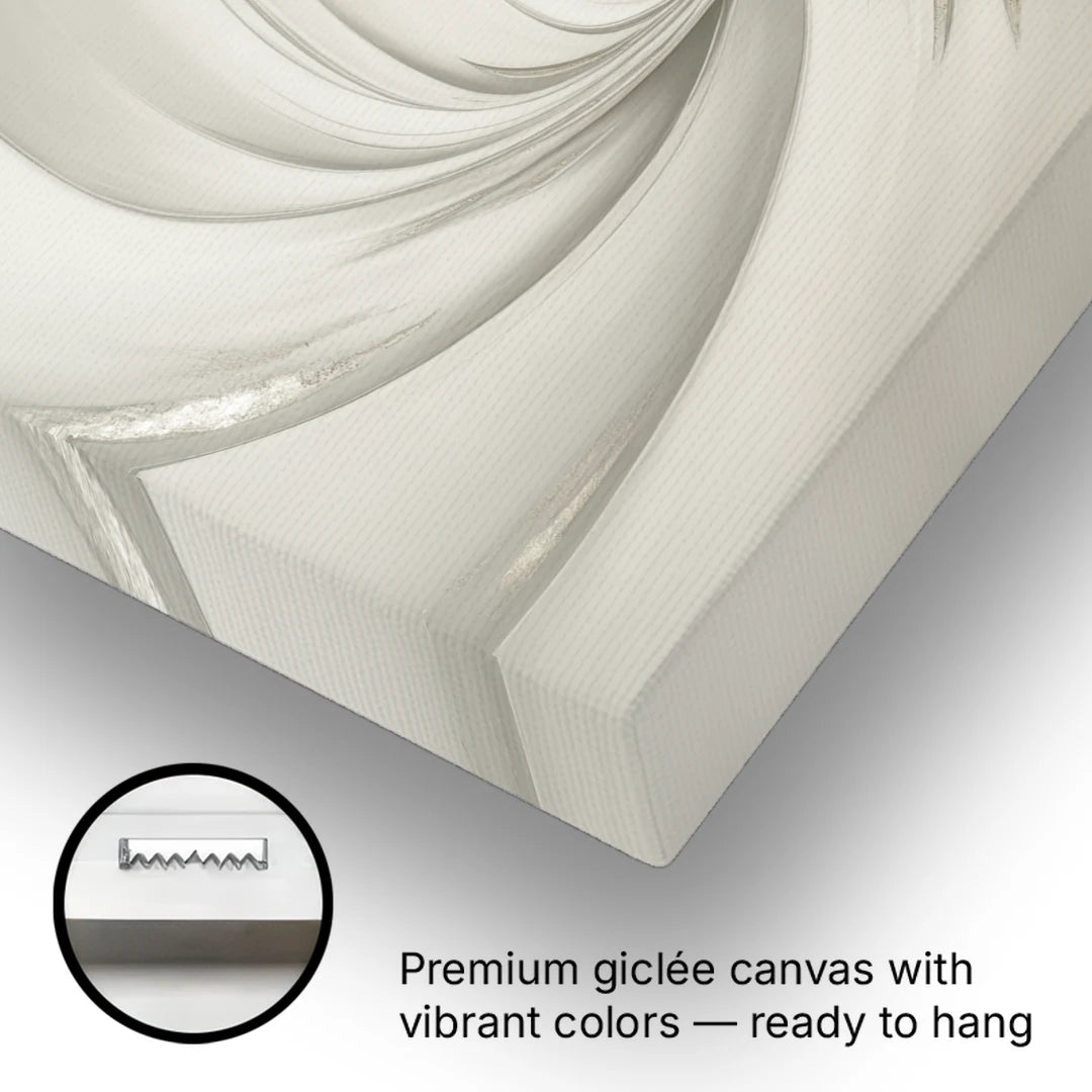 Sophisticated Swirling White Abstract - Canvas Wall Art - Gallery Wrap Corner