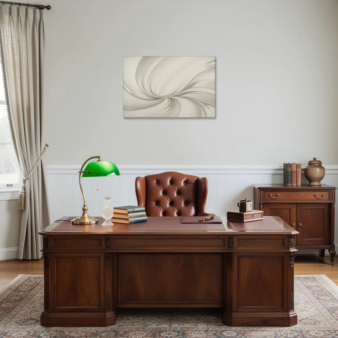 Sophisticated Swirling White Abstract - Canvas Wall Art - Office - 30x20