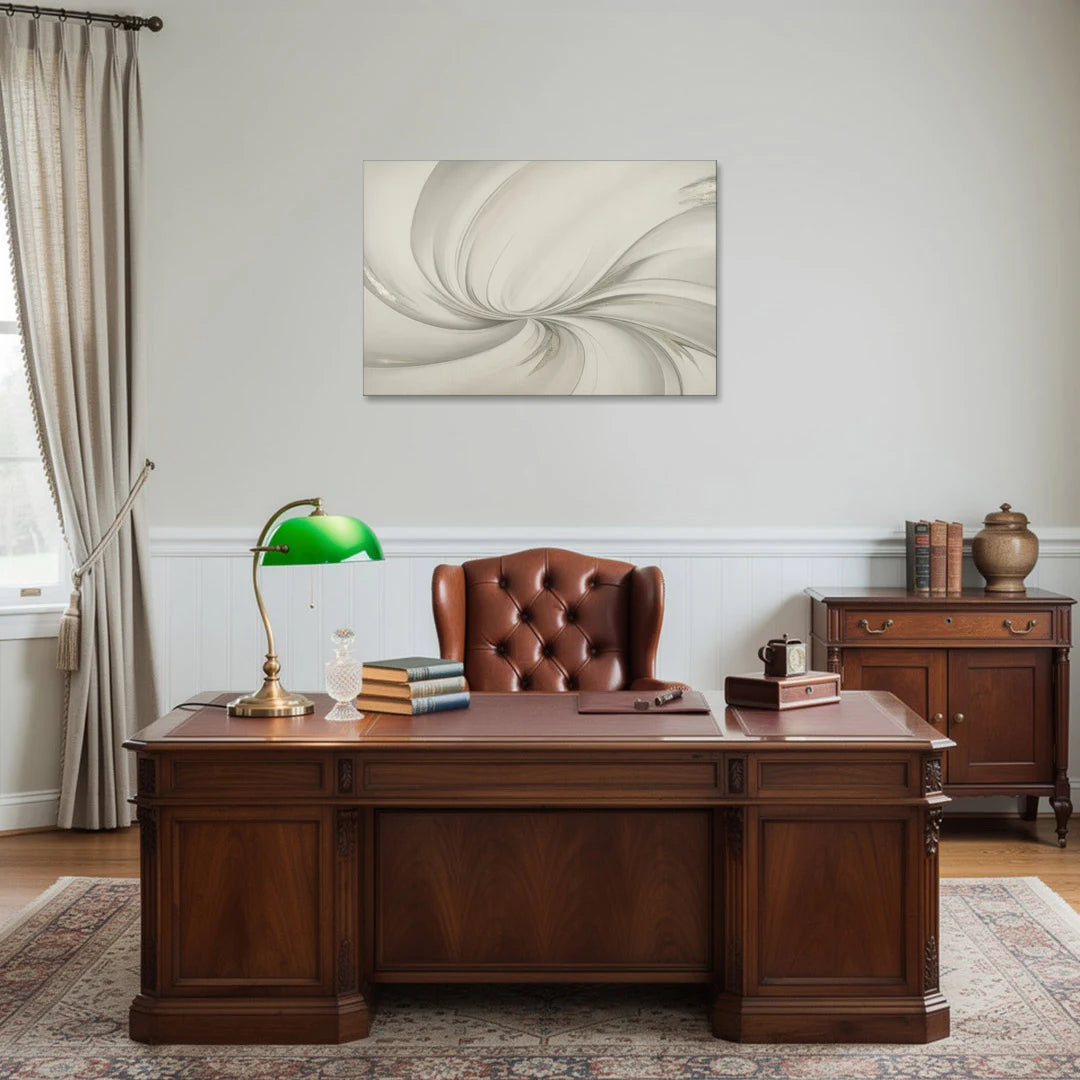 Sophisticated Swirling White Abstract - Canvas Wall Art - Office - 36x24