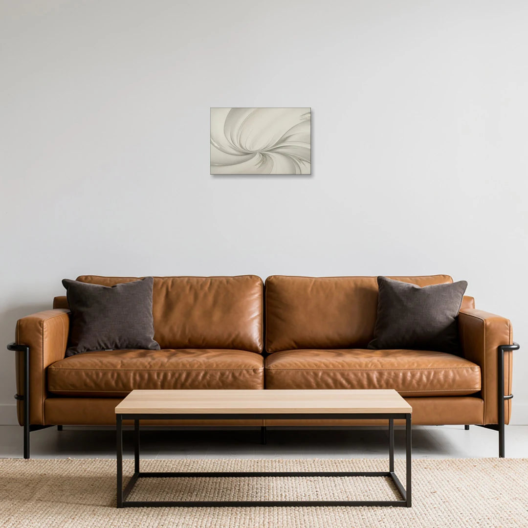 Sophisticated Swirling White Abstract - Canvas Wall Art - Sofa - 18x12