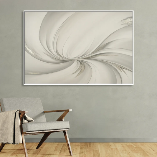Sophisticated Swirling White Abstract Living Room - White Canvas Wall Art