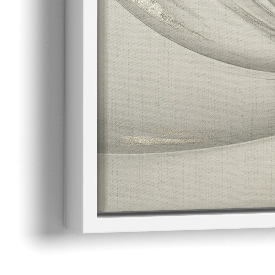 Sophisticated Swirling White Abstract - Close-Up White Frame Canvas