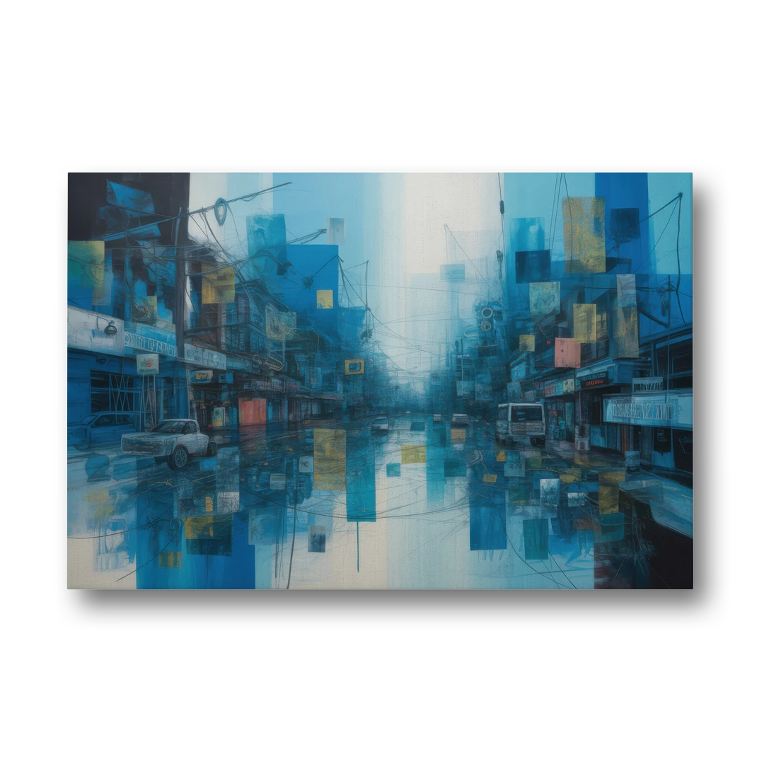 Sophisticated Urban Blue Abstract - Canvas Wall Art - Front