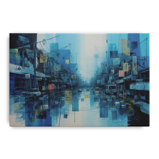 Sophisticated Urban Blue Abstract - Canvas Wall Art