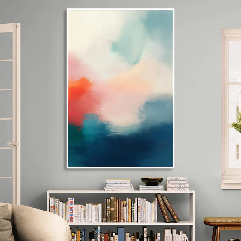 Spectrum Sea Sitting Room - White Canvas Wall Art