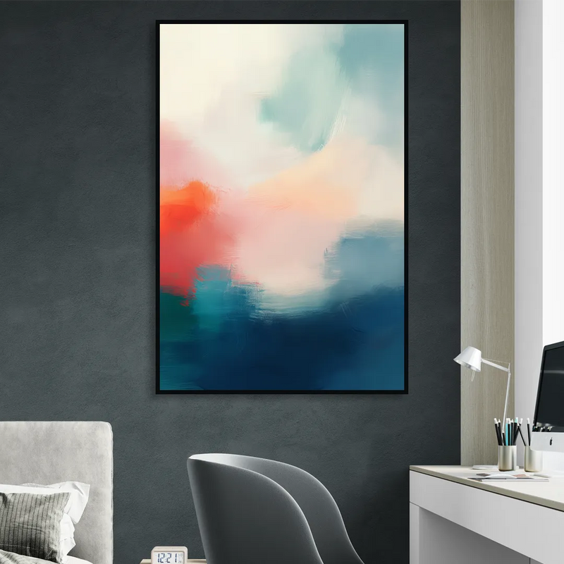 Spectrum Sea Living Room - Black Canvas Wall Art