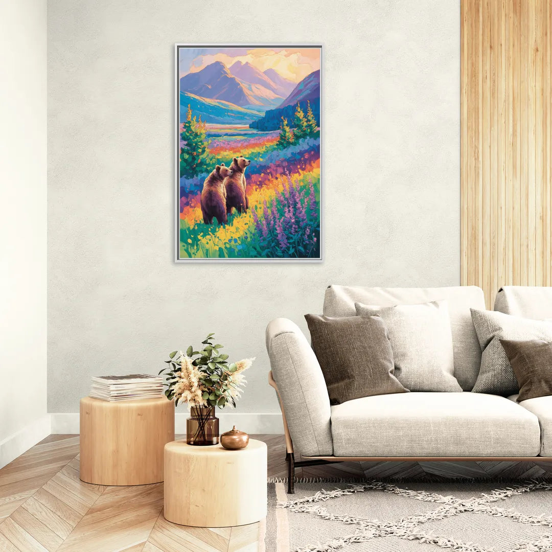 Splendid Bear Mountain Vista - Living Room White Frame Canvas