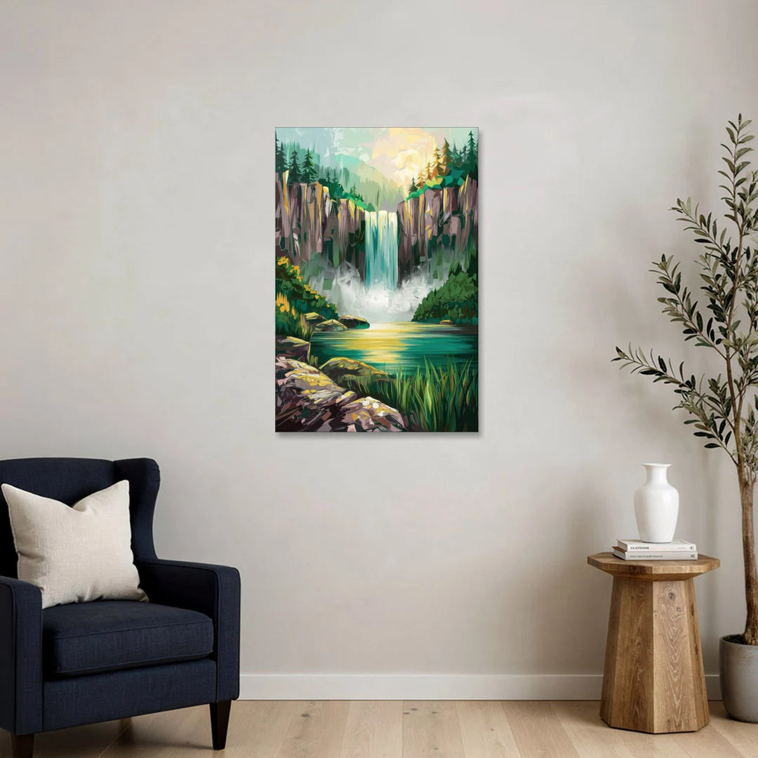 Spokane Waterfalls Scene - Canvas Wall Art - Sofa - 24x36