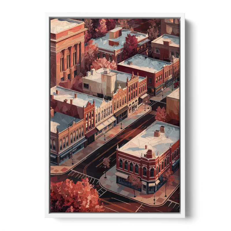 Springfield Historic Downtown Front - White Canvas Wall Art