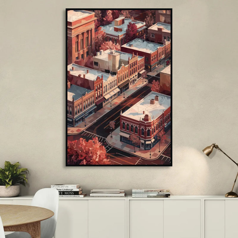 Springfield Historic Downtown Living Room - Black Canvas Wall Art