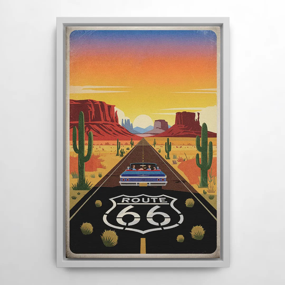 Springfield Route 66 - White Frame Canvas