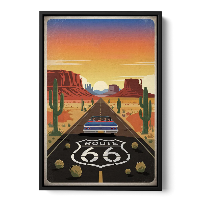 Springfield Route 66 Front - Black Canvas Wall Art