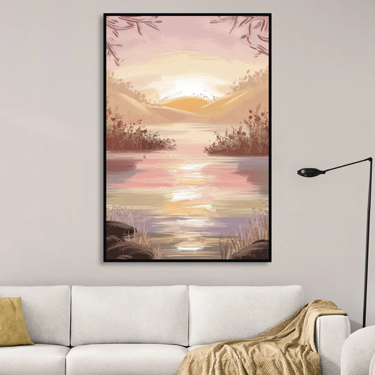 Springfield Sunrise Landscape Living Room - Black Canvas Wall Art