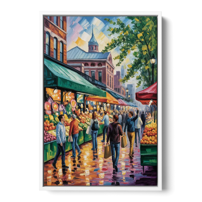 St Lawrence Market Scene Front - White Canvas Wall Art