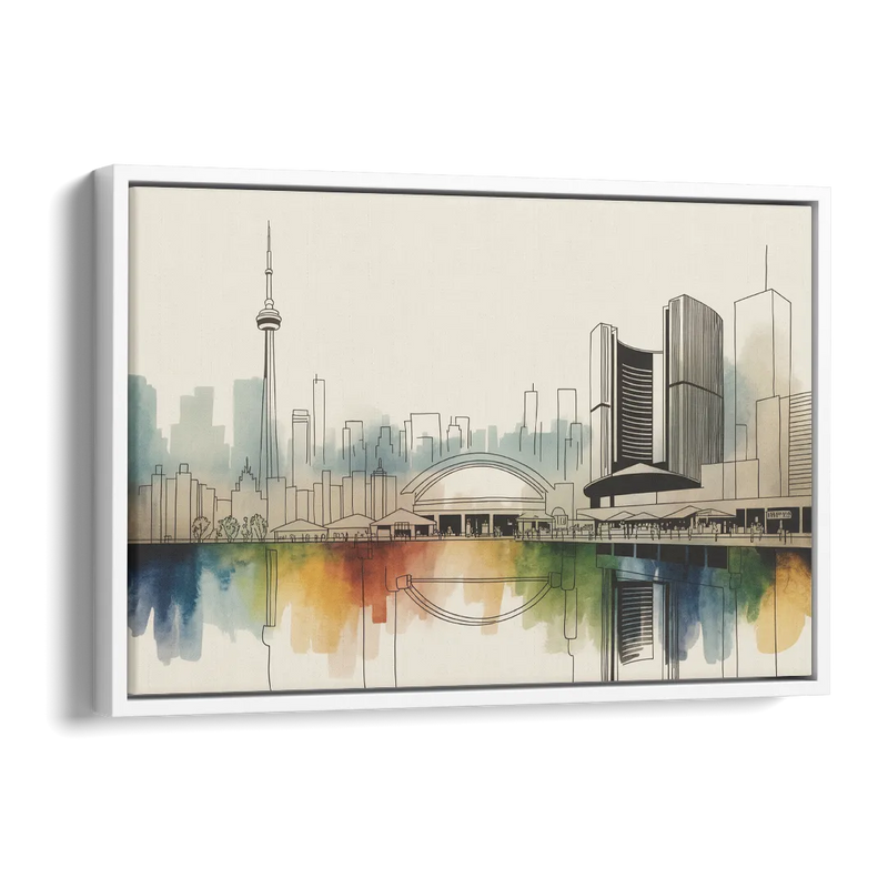 St Lawrence Skyline Market Scene Side - White Canvas Wall Art