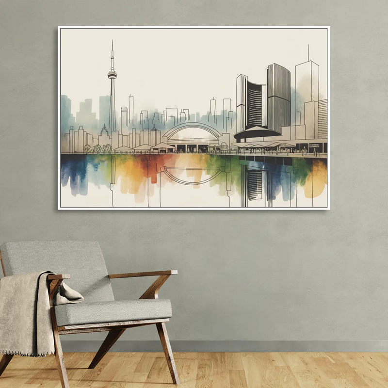 St Lawrence Skyline Market Scene Sitting Room - White Canvas Wall Art