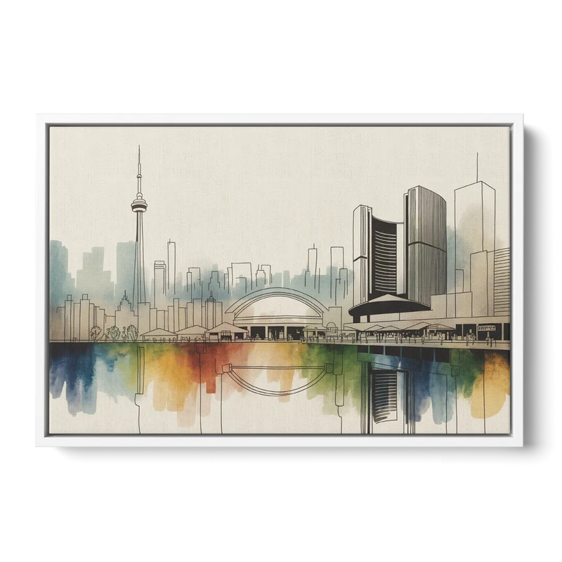 St Lawrence Skyline Market Scene Front - White Canvas Wall Art