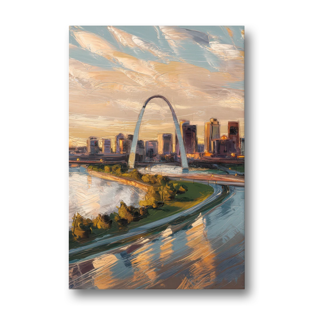St. Louis Downtown Aerial View - Canvas Wall Art - Front