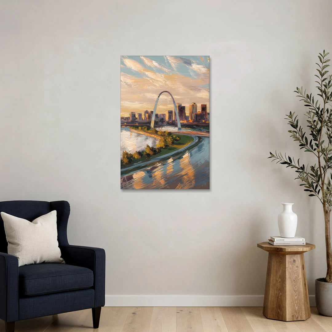 St. Louis Downtown Aerial View - Canvas Wall Art - Sofa - 24x36