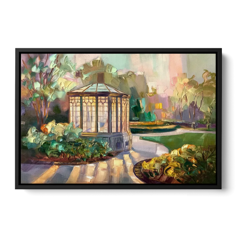 St. Louis Forest Park Landscape Front - Black Canvas Wall Art