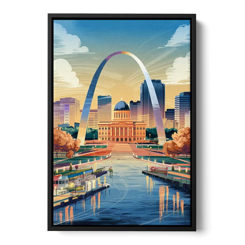 St. Louis Historic Landmarks Front - Black Canvas Wall Art