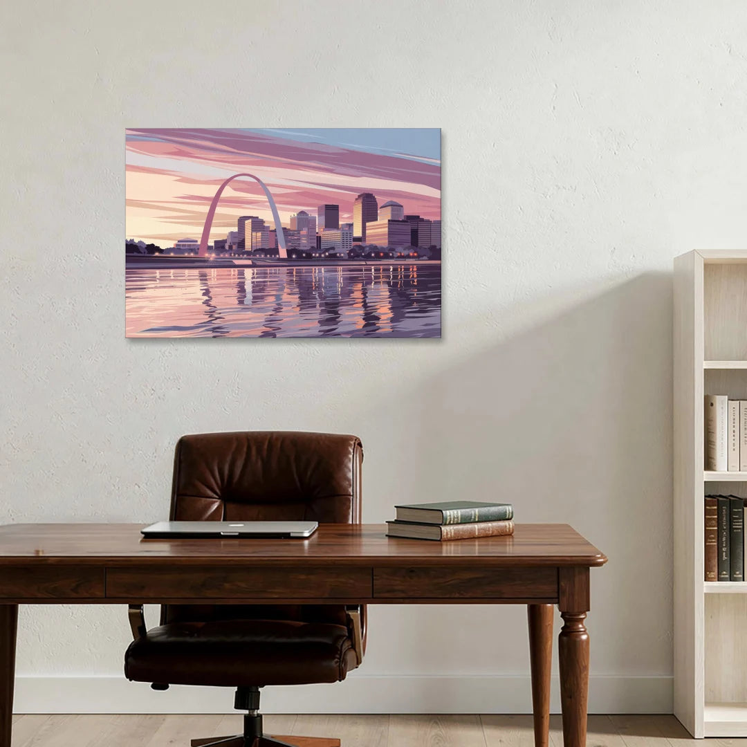 St. Louis Riverfront Panorama - Canvas Wall Art - Office - 36x24