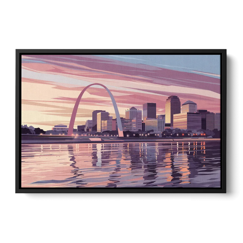 St. Louis Riverfront Panorama Front - Black Canvas Wall Art
