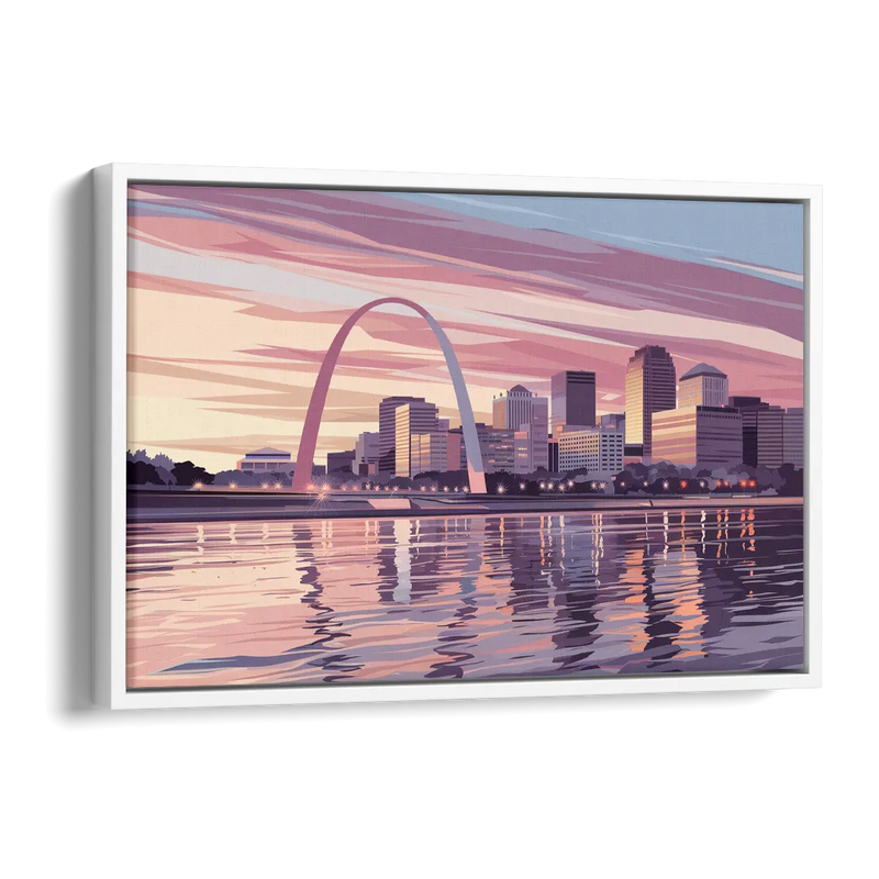 St. Louis Riverfront Panorama Side - White Canvas Wall Art
