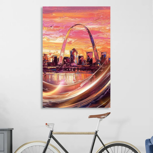 St. Louis Skyline at Sunset Living Room - Canvas Wall Art