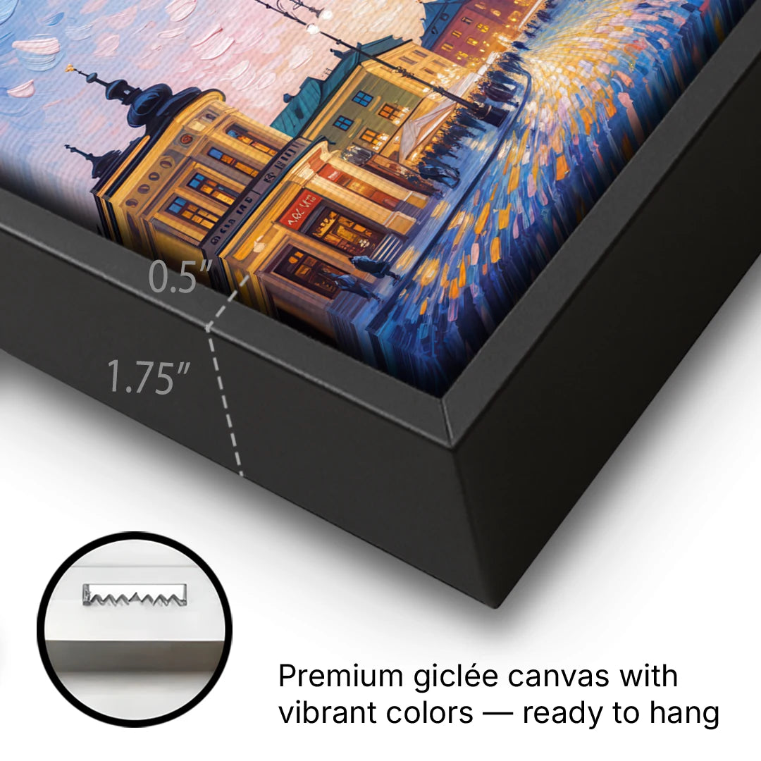 St. Mary's Basilica - Black Framed Canvas Wall Art - Gallery Wrap Corner