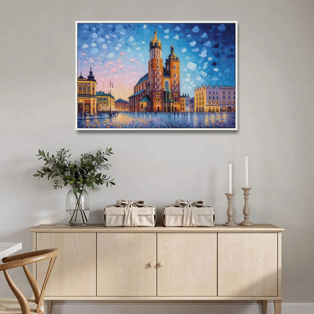 St. Mary's Basilica - White Framed Canvas Wall Art - Coffee Table - 48x32