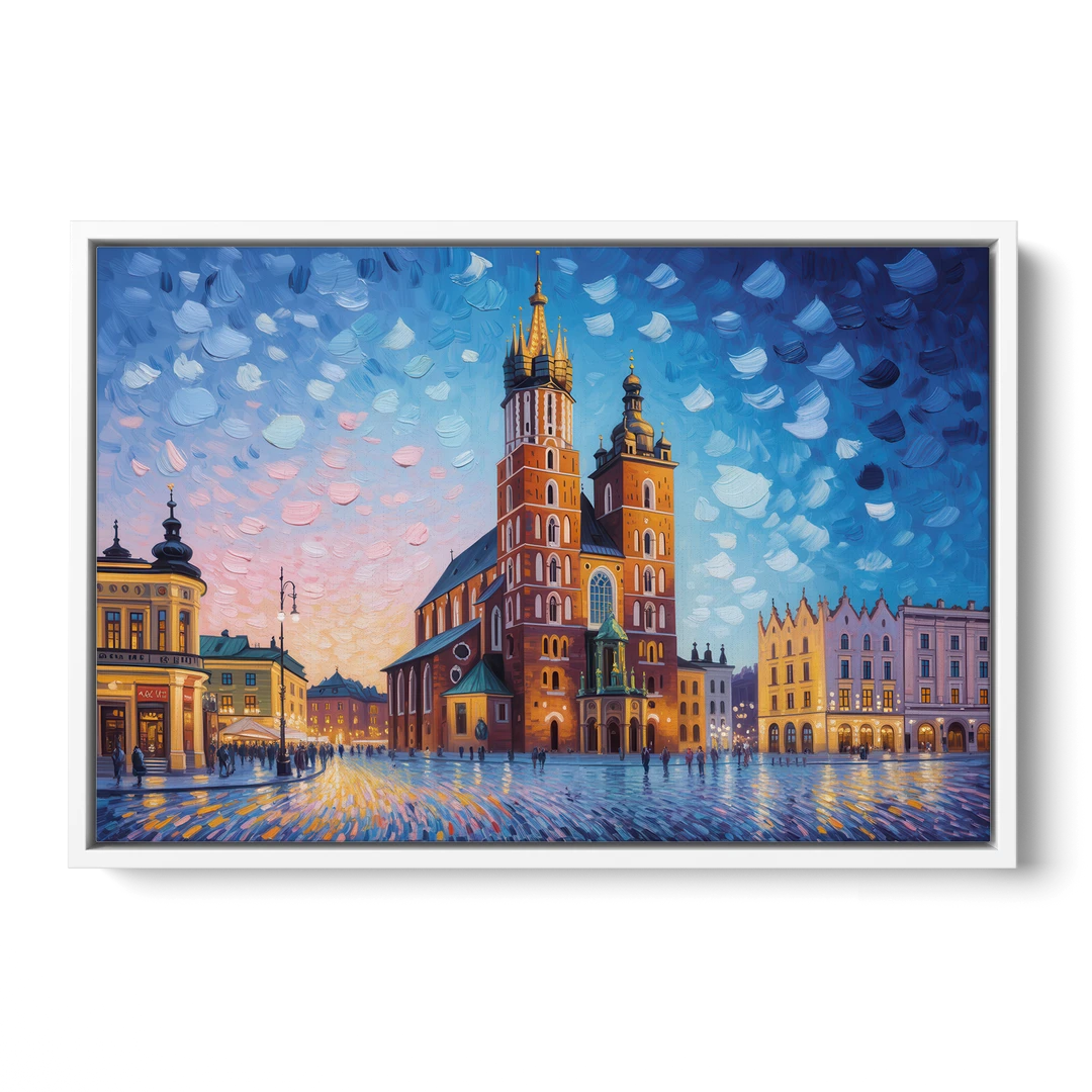 St. Mary's Basilica - White Framed Canvas Wall Art - Front