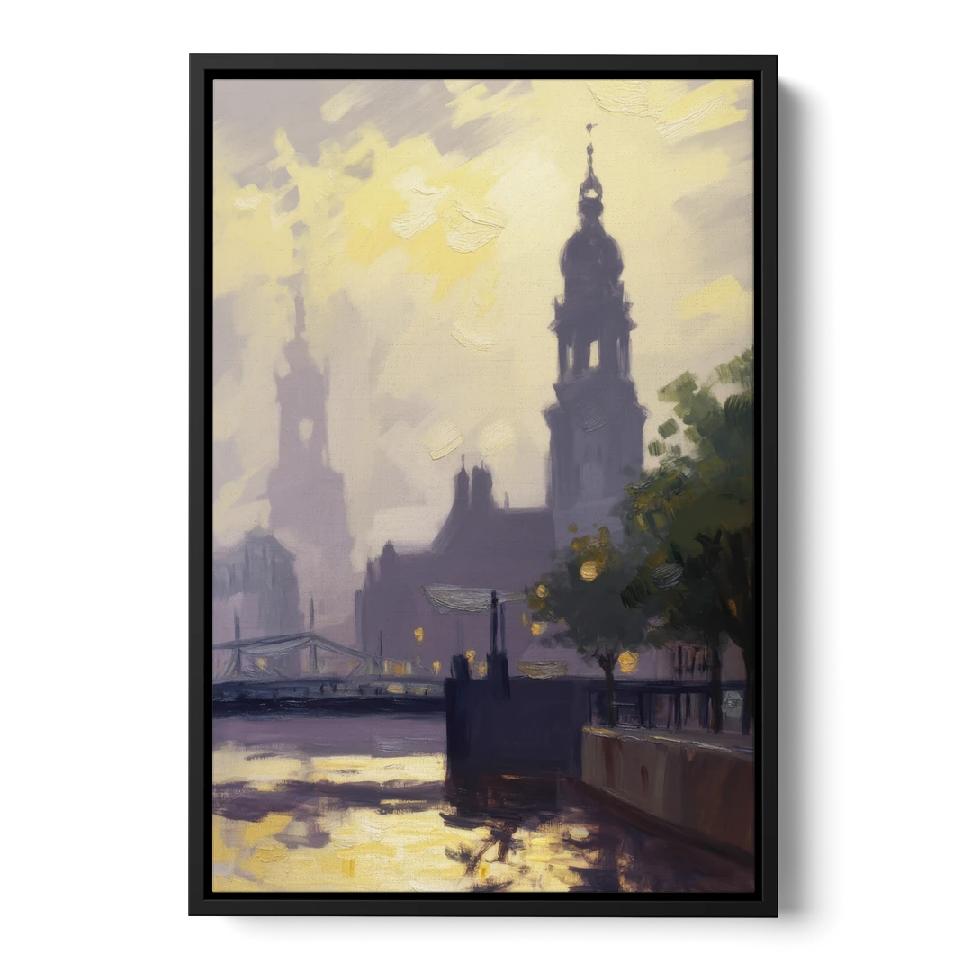 St. Michaelis Silhouette - Black Framed Canvas Wall Art - Front