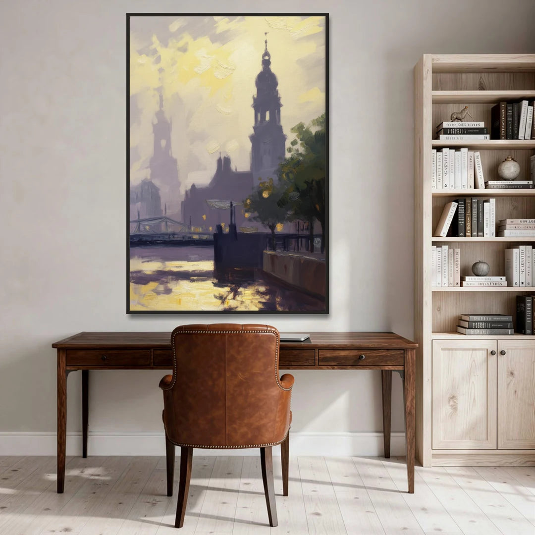 St. Michaelis Silhouette - Black Framed Canvas Wall Art - Office - 40x60