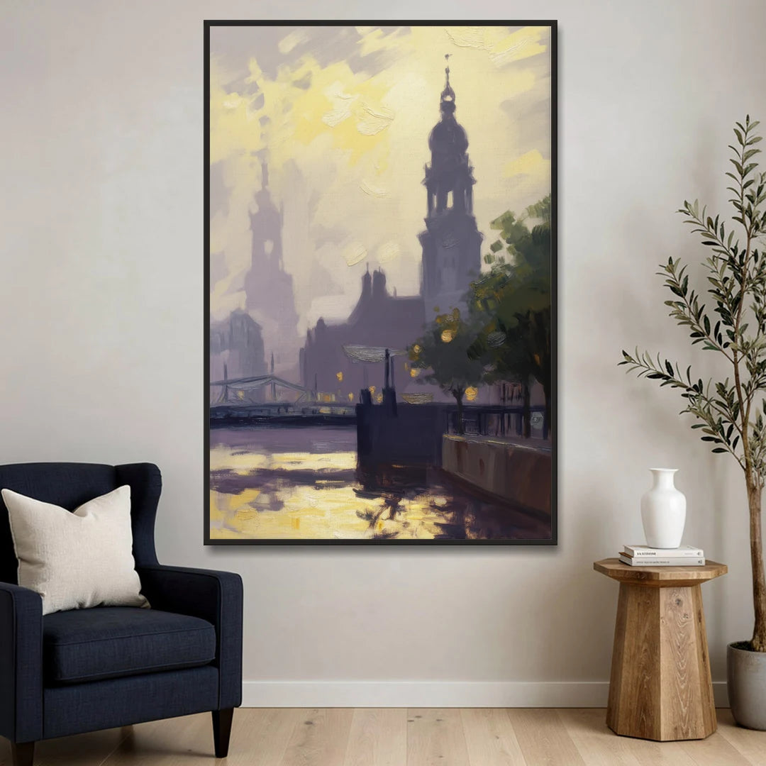 St. Michaelis Silhouette - Black Framed Canvas Wall Art - Sofa - 40x60
