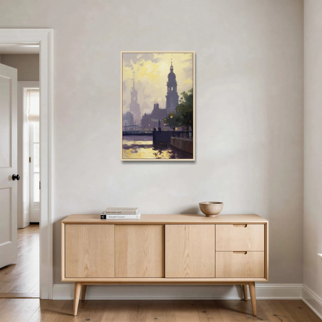 St. Michaelis Silhouette - Oak Framed Canvas Wall Art - Coffee Table - 24x36