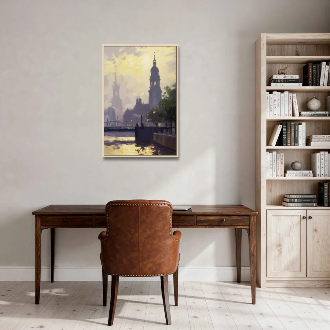 St. Michaelis Silhouette - Oak Framed Canvas Wall Art - Office - 24x36
