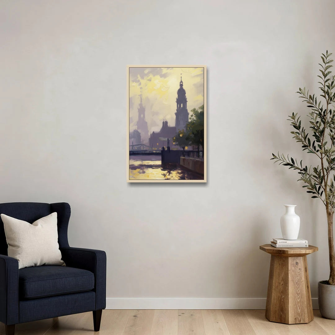 St. Michaelis Silhouette - Oak Framed Canvas Wall Art - Sofa - 20x30