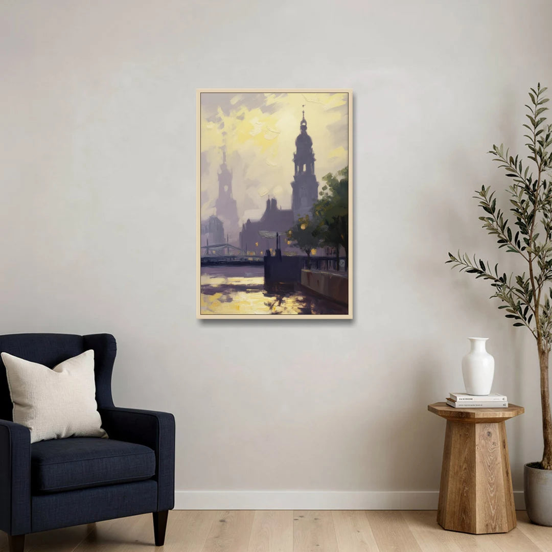 St. Michaelis Silhouette - Oak Framed Canvas Wall Art - Sofa - 24x36