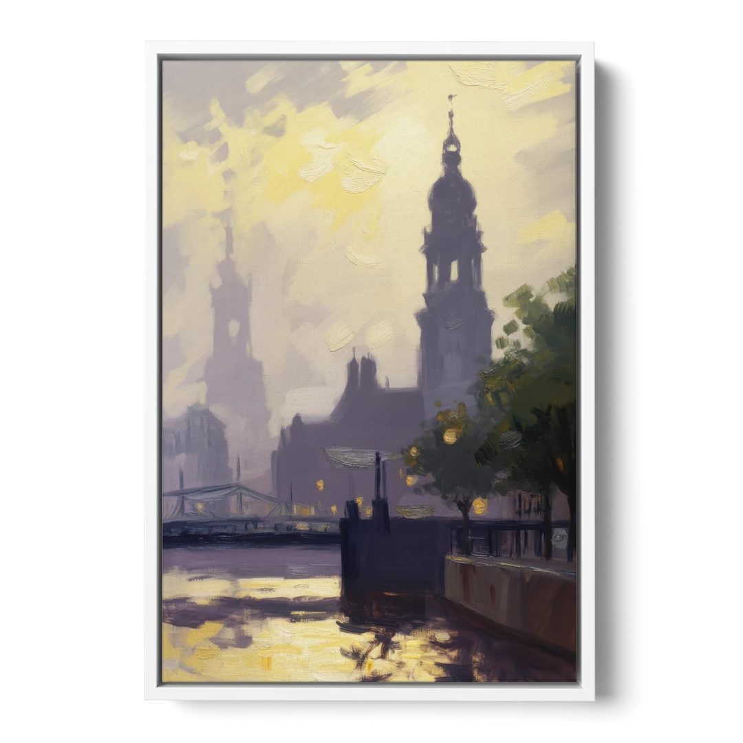 St. Michaelis Silhouette - White Framed Canvas Wall Art - Front