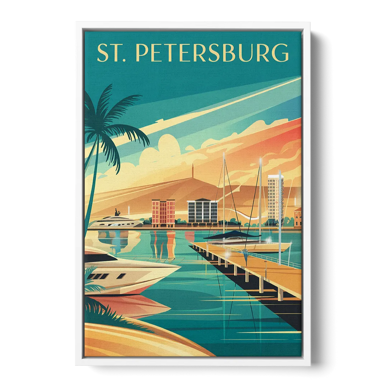 St. Petersburg Gulf Coast Views Front - White Canvas Wall Art