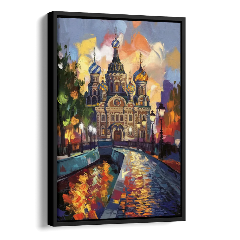 St. Petersburg Historic District Side - Black Canvas Wall Art