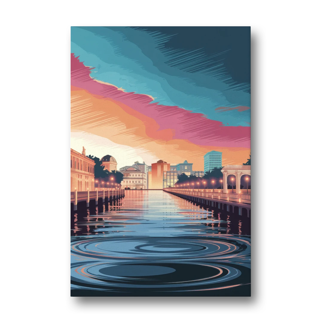 St. Petersburg Skyline Reflection - Canvas Wall Art - Front