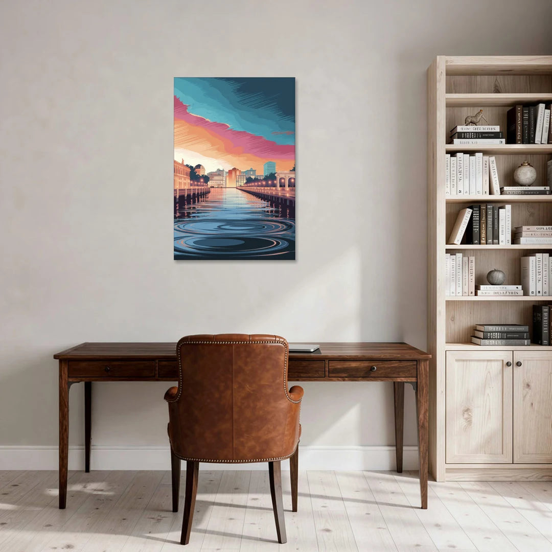 St. Petersburg Skyline Reflection - Canvas Wall Art - Office - 24x36