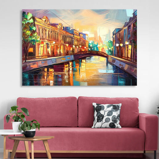 St. Petersburg Vibrant Streets Living Room - Canvas Wall Art