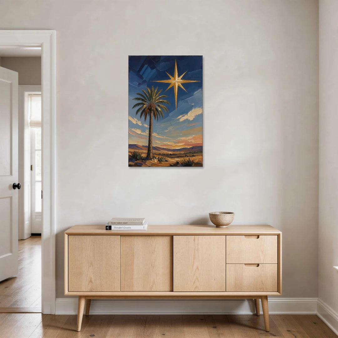 Star of Bethlehem Painting with Desert Palm - Canvas Wall Art - Coffee Table - 24x36