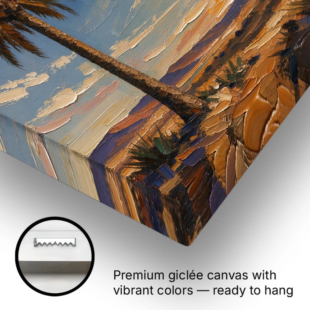 Star of Bethlehem Painting with Desert Palm - Canvas Wall Art - Gallery Wrap Corner